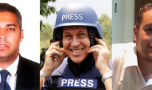 Journalists Mohamed Fahmy (left), Peter Greste (center) and Baher Mohamed (right) are serving seven to 10-year sentences in Egypt. They are prisoners of conscience.