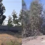 Iran’s authorities have erected the tall walls seen in the picture on the right to replace the lower walls with vertical bar railings seen in the picture on the left side and as a result, the Khavaran mass grave site is no longer visible from the outside. ©Private